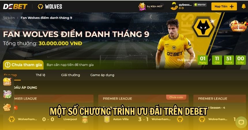 Một số chương trình ưu đãi trên DEBET